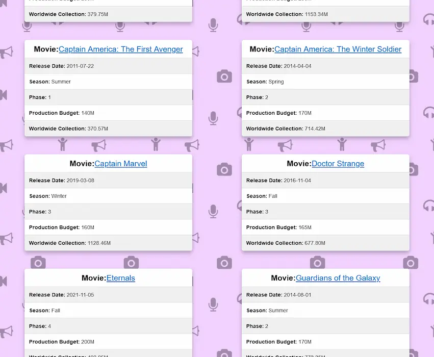 screenshot of my Movie Ratings project